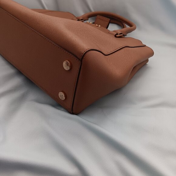 Michael Kors Kellen Medium Saffiano Leather Satchel Tote Bag Dark khaki - Picture 7 of 8